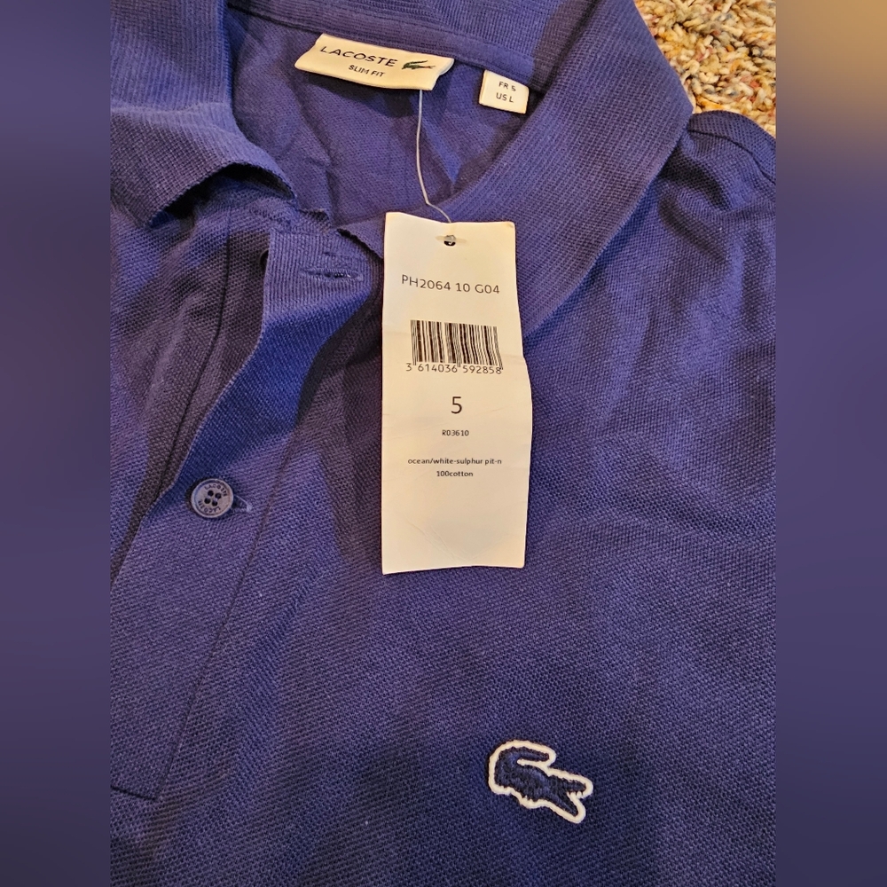Men 2 Lacoste Shirts T-shirt & Polo Size 5 L NWT - Picture 3 of 9